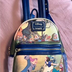 Loungefly Blue Snow White & Seven Dwarfs Mini Backpack - Character Print